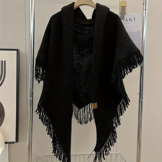 Isolde Women’s Elegant Winter Shawl Wrap with Fringe Trim