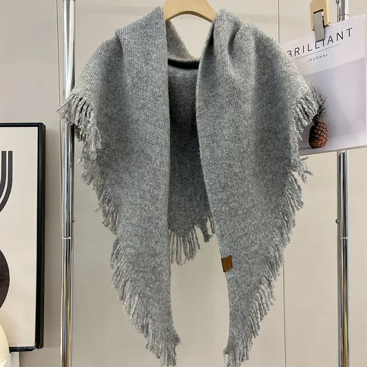Isolde Women’s Elegant Winter Shawl Wrap with Fringe Trim